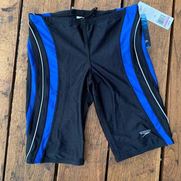 NWT Speedo Competitive Swimwear Size 32 Blue Stripe - Picture 2 of 12